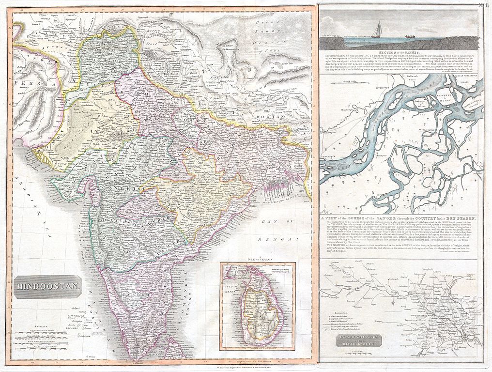historische Karte von Indien 1814