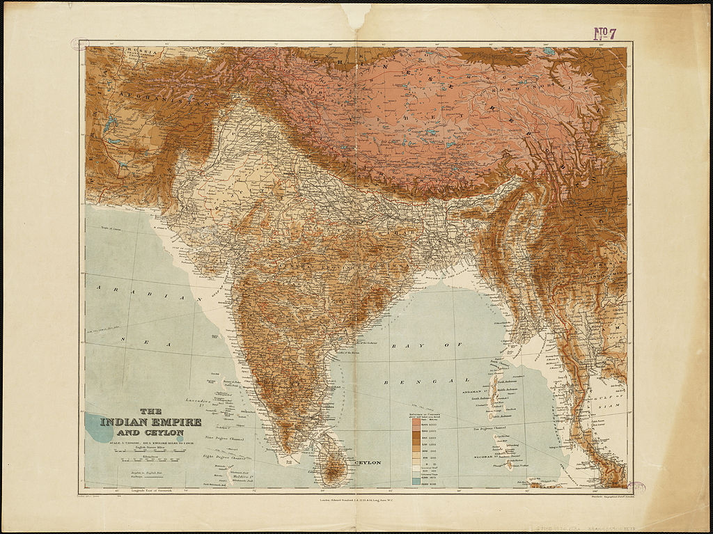 historische Karte von Indien 1920
