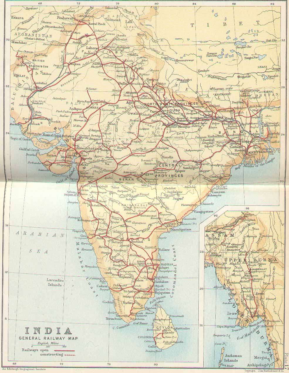 historische Eisenbahn von Indien 1893