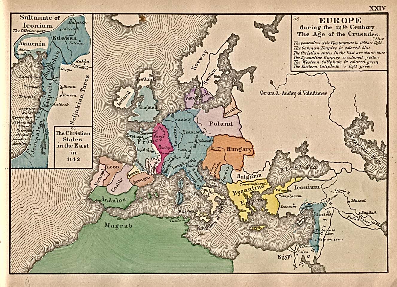 Historische Karte Europa von 1200
