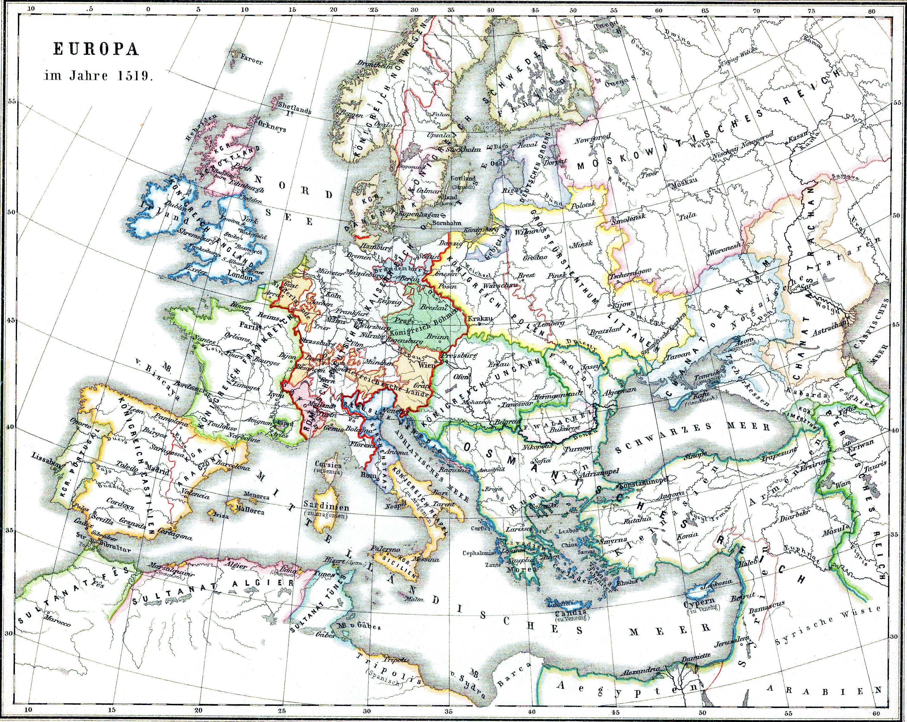 Historische Karte Europa: Europakarte von 1599